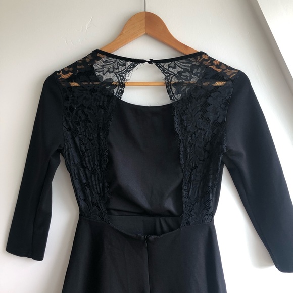 Lulus Felicity Black Backless Lace Skater Dress Sz Small - Picture 7 of 16